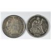 Image 1 : 1883 SEATED DIME "LOVE TOKEN" F/VF & 1892 BARBER DIME AU58 P.Q. ORIGINAL