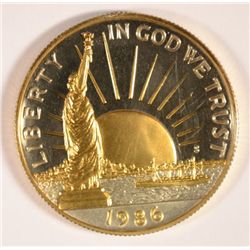 1986-S STATUE OF LIBERTY HALF DOLLAR PROOF GOLD PLATED