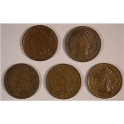 5-1907 INDIAN HEAD CENTS "GRADING SET" (VG,FINE,VF,XF,AU)
