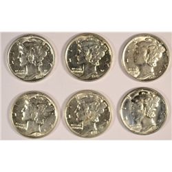 1941,1942 & 1943 MERCURY DIMES AU+ & 1941,1942 & 1943-D MERCURY DIMES BU+