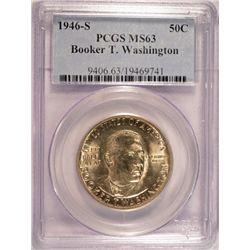 1946-S BOOKER T WASHINGTON COMMEM HALF DOLLAR PCGS MS63