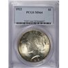 Image 1 : 1922 PEACE DOLLAR PCGS MS64