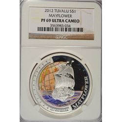 2012 TUVALU "MAYFLOWER" 1 OZT .999 FS NGC PF-69 UC
