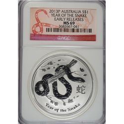 2013 AUSTRALIA "SNAKE" 1 OZT .999 FS NGC MS69