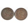 Image 1 : 1853 XF+ & 1855 UNC LARGE CENTS