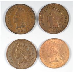 3-1903 "GRADING SET" (VG,FINE,XF) & 1903 CH BU INDIAN HEAD CENTS
