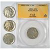 Image 1 : 1931-S ANACS FINE 12 DETAILS & 3-1936 "GRADING SET" (VF,XF,AU) BUFFALO NICKELS
