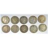 Image 1 : 10 DIFFERENT BARBER DIMES (00,00-S,01,01-O,02,02-O,03,03-O,04,05) AG-FINE