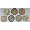 Image 1 : 7 DIFFERENT STANDING LIBERTY QUARTERS (17-T1,17-D T1,18-S,20,26,27,27-D) AG-FINE