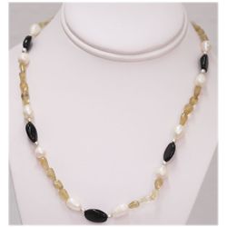 NATURAL 128.00 PEARL BLACK ONEX AND SEMI- PRECIOUS NECK