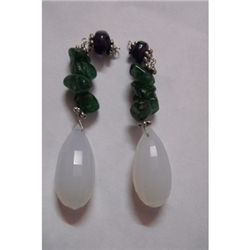 Natural 59.60ct Emerald ,Semi Precious Earring .925 Ste