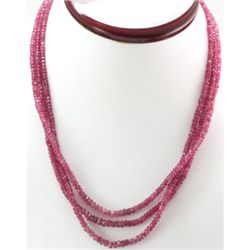 Natural Ruby Round  Beads171.77 cts. Necklace w/brass c