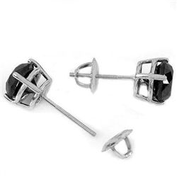 Genuine 1.50 ctw Black Diamond Stud Earrings 14kt