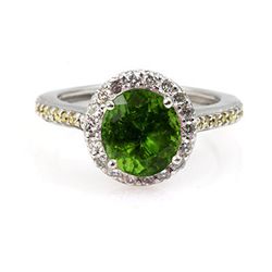 Genuine 2.10 ctw Peridot Ring 14Kt White/Yellow Gold