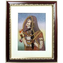 Indian Beauty  3 Art Craft Gemstone Painting Dim 12x10"