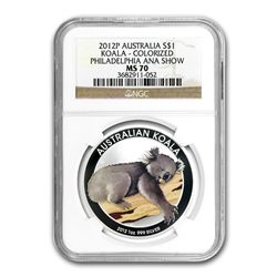 2012 1 oz Silver Koala (ANA Coin Show Special) MS-70 NG