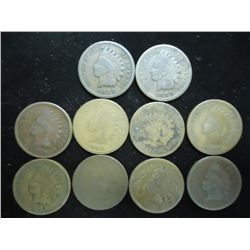 10 ASSORTED 1880'S INDIAN HEAD CENTS