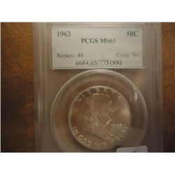 1963 FRANKLIN HALF DOLLAR PCGS MS65