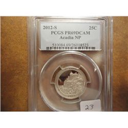 2012-S ACADIA N.P. QUARTER PCGS PR69 DCAM