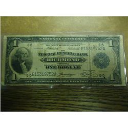 1918 LARGE SIZE $1 NATIONAL CURRENCY (RICHMOND)