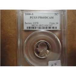 2000-S JEFFERSON NICKEL PCGS PR68 DCAM