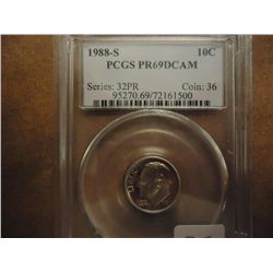 1988-S ROOSEVELT DIME PCGS PR69 DCAM