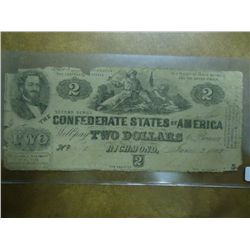 1862 $2 CONFEDERATE STATES OF AMERICA CURRENCY
