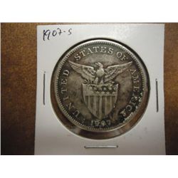 1907-S US/PHILIPPINES SILVER PESO BENT