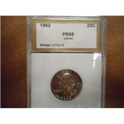1962 WASHINGTON SILVER QUARTER PCI PR68 CAMEO