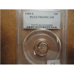 1989-S ROOSEVELT DIME PCGS PR69 DCAM