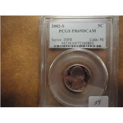 2002-S JEFFERSON NICKEL PCGS PR69 DCAM