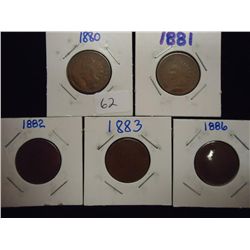 1880,81,82,83 & 86 INDIAN HEAD CENTS