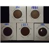 Image 1 : 1880,81,82,83 & 86 INDIAN HEAD CENTS