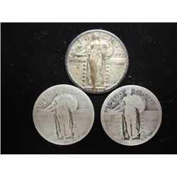 1920 & 2 UNDATED STANDING LIBERTY QUARTERS