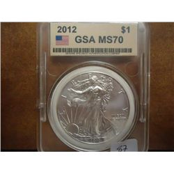 2012 AMERICAN SILVER EAGLE GSA MS70