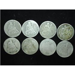 8 ASSORTED 1880'S SEATED LIBERTY DIMES