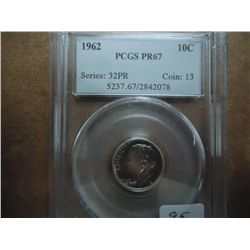1962 SILVER ROOSEVELT DIME PCGS PR67
