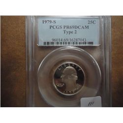 1979-S TYPE II WASHINGTON QUARTER PCGS PR69 DCAM