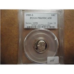 1985-S ROOSEVELT DIME PCGS PR69 DCAM