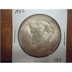 1922 PEACE SILVER DOLLAR SCRAPE ON OBV.