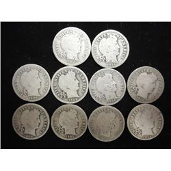 10 ASSORTED BARBER DIMES