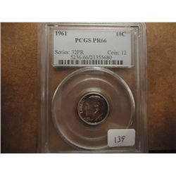 1961 SILVER ROOSEVELT DIME PCGS PR66 GREAT TONING