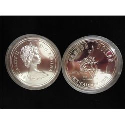 2-1975 CANADA CALGARY $'S (PF LIKE) .75 OZ. ASW