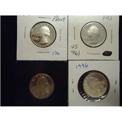 1976-S,78-S,81-S & 96-S PF WASHINGTON QUARTERS