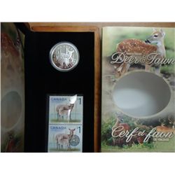 CANADA 2005-$5 DEER AND FAWN STAMP & COIN SET