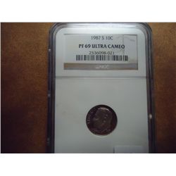 1987-S ROOSEVELT DIME NGC PR69 ULTRA CAMEO