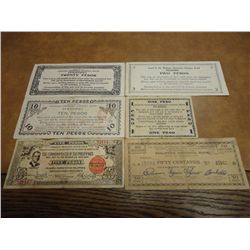 6 PIECES OF PHILIPINNES GUERRILLA MONEY SEE DESCR.