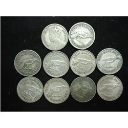 10 ASSORTED NEW ZEALAND SILVER 6 PENCE