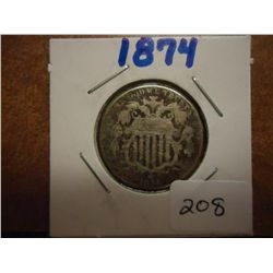 1874 SHIELD NICKEL