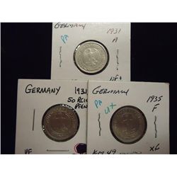 1931-A (VF+), 31-D (VF) & 35-F (XF) GERMAN 50